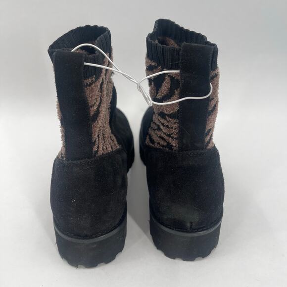 ANDRE ASSOUS Sock Boot Size 7 Sara Black Zebra Print NEW Leather Lug Sole NWOT - Picture 5 of 13